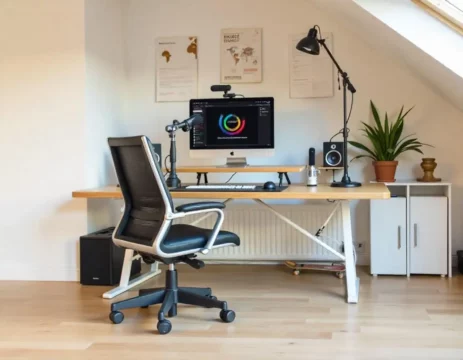 bureau assis debout et chaise ergonomique