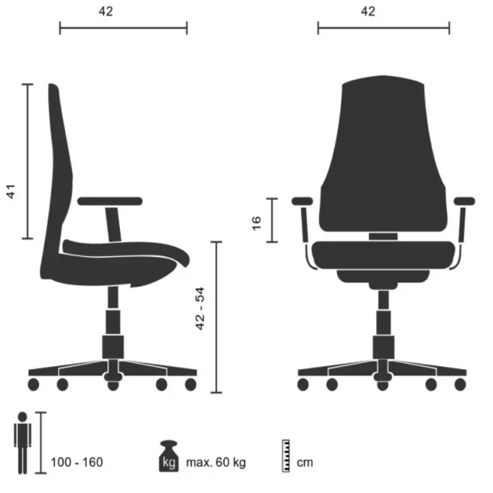 Dimensions chaise ergonomique pour enfant hjh office kid colour g1